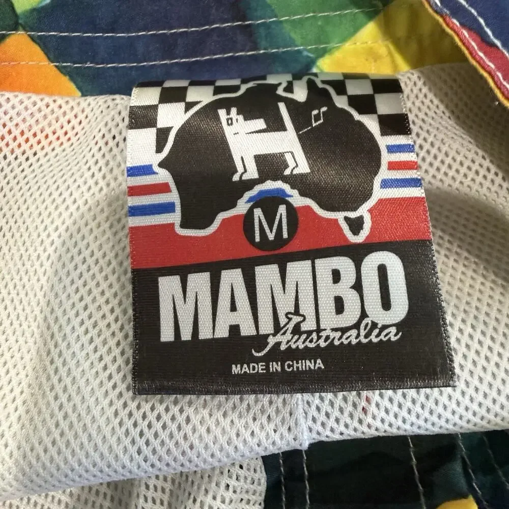 Mambo Australia Board Shorts MED Colorblock Surf Swim Trunks Y2K Retro